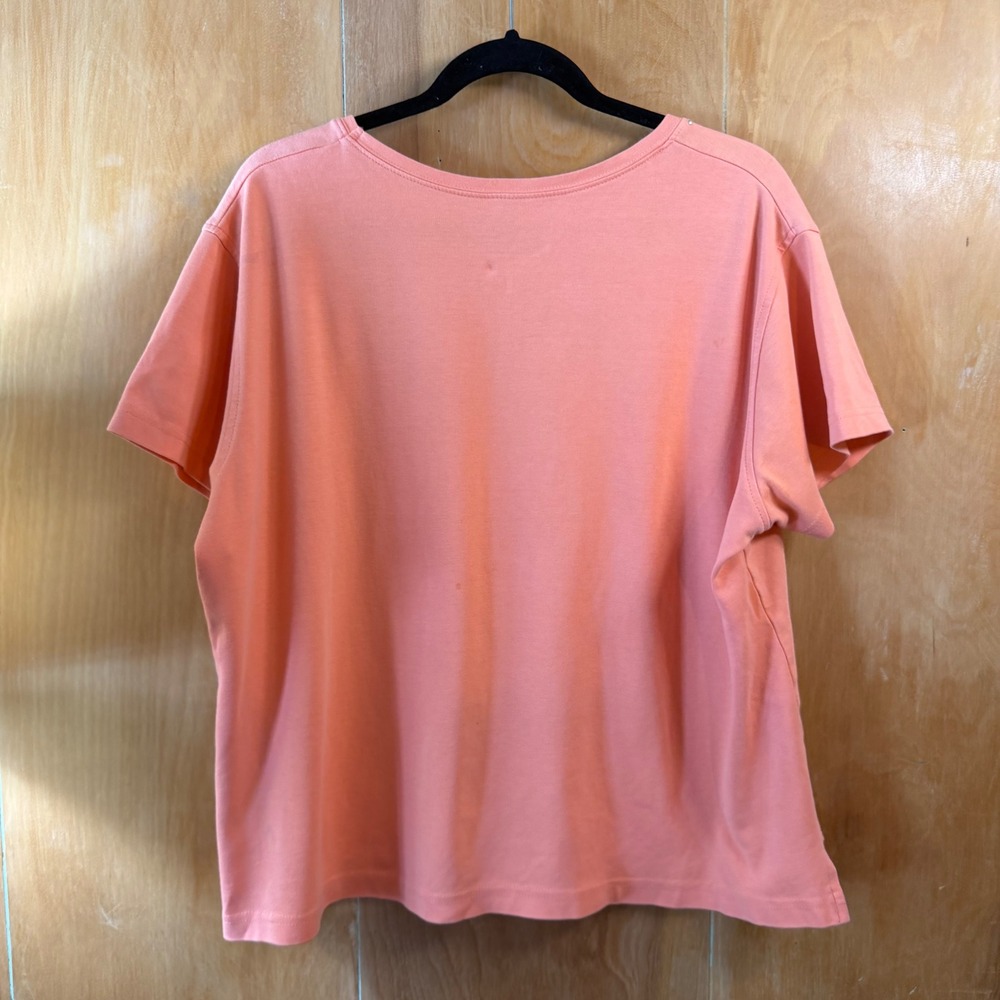 Y2K Rhinestone Palm Tree Peach Pink Sparkly Cotton Graphic Tee 2X - Picture 6 of 10